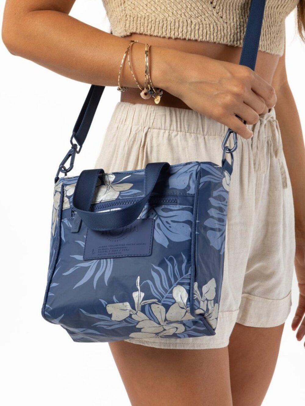ALOHA Collection Crossbody - Ginger Dream Hanalei Moon/Navy - 7.5" W x 7.75" H